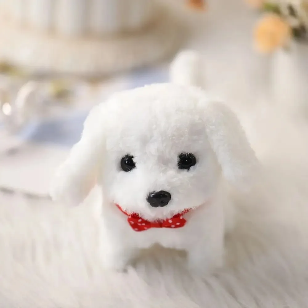 لعبة تيدي القطيفة على شكل جرو كلب تفاعلي إلكتروني - المشي، نباح، يهز الذيل، حيوان رفيق ممتد للأطفال الصغار