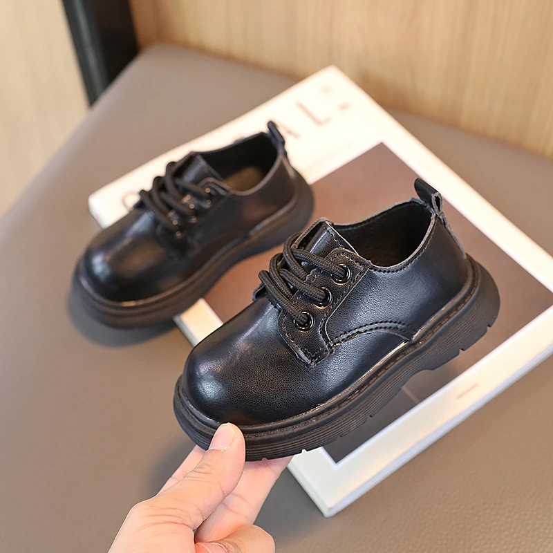 Spring Children Leather Shoes Unisex Light Toddler Kids Casual Shoes Elegant Black Brown 21-30 Fashion School Boys Girls Shoe