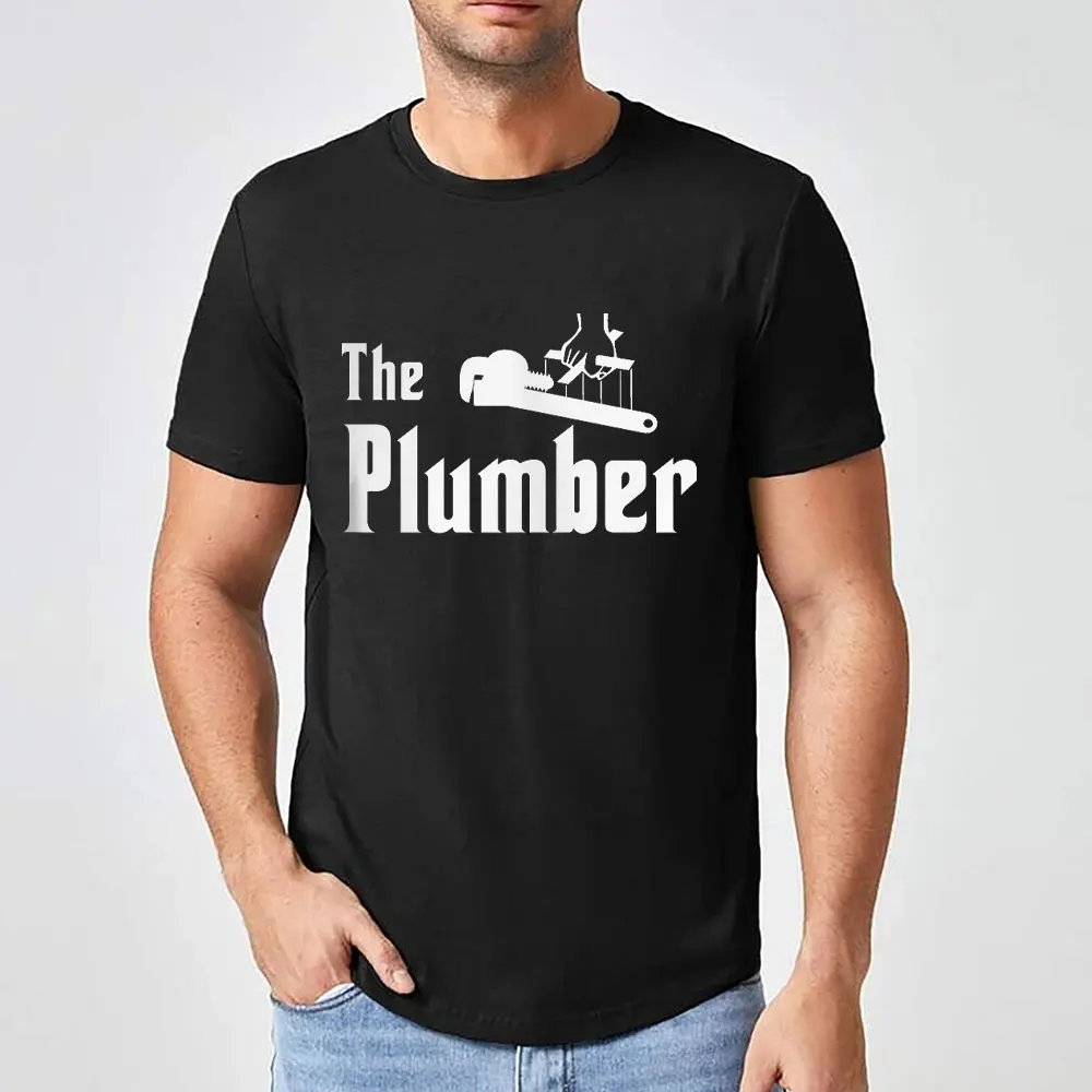 The Plumber Men's T-Shirt Funny Godfather Style Plumbing Heating Harajuku Graphic T Shirts Streetwear Men Clothing Cotton Shirt