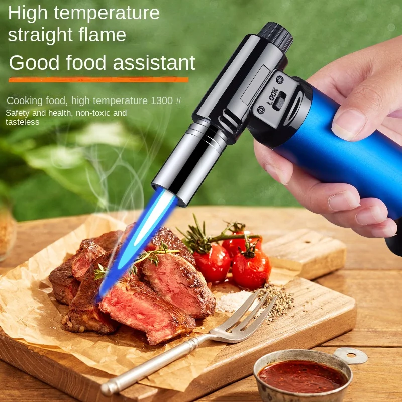 Large Capacity Outdoor Camping Kitchen BBQ Baking Lighters Metal Windproof Cigar Lighter Butane Gas Lighter Welding Gun