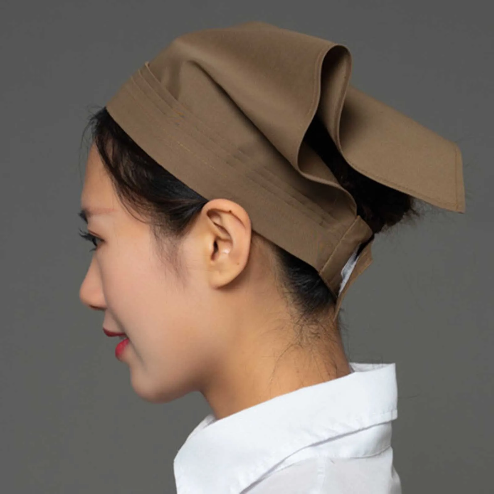Cotton Head Kerchief for Restaurant Kitchen Staff Women Men Chef Hat Food Hygiene Work Cap Bandana Hairwrap Durable Soft view 6
