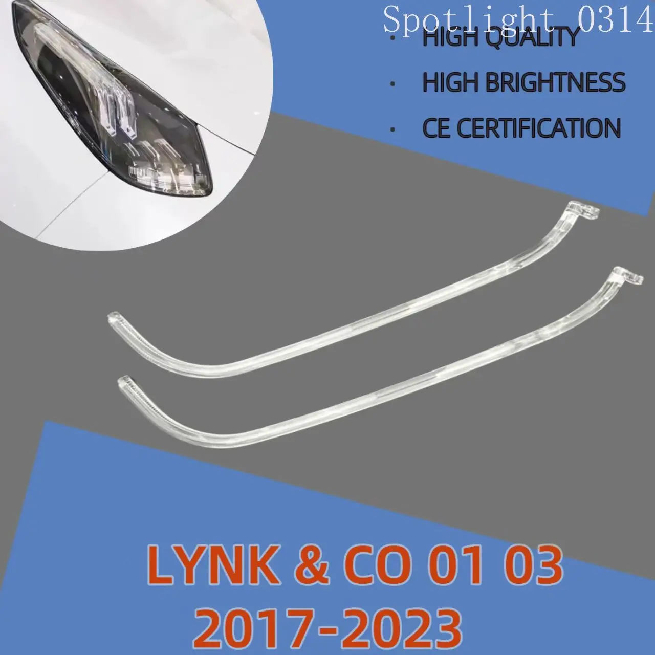

For LYNK&CO 01 03 2017-2023 DRL Daytime Running Lights Tube Lamp Bar Headlamp Light Guide Plate Car Accessories Angel Eyes