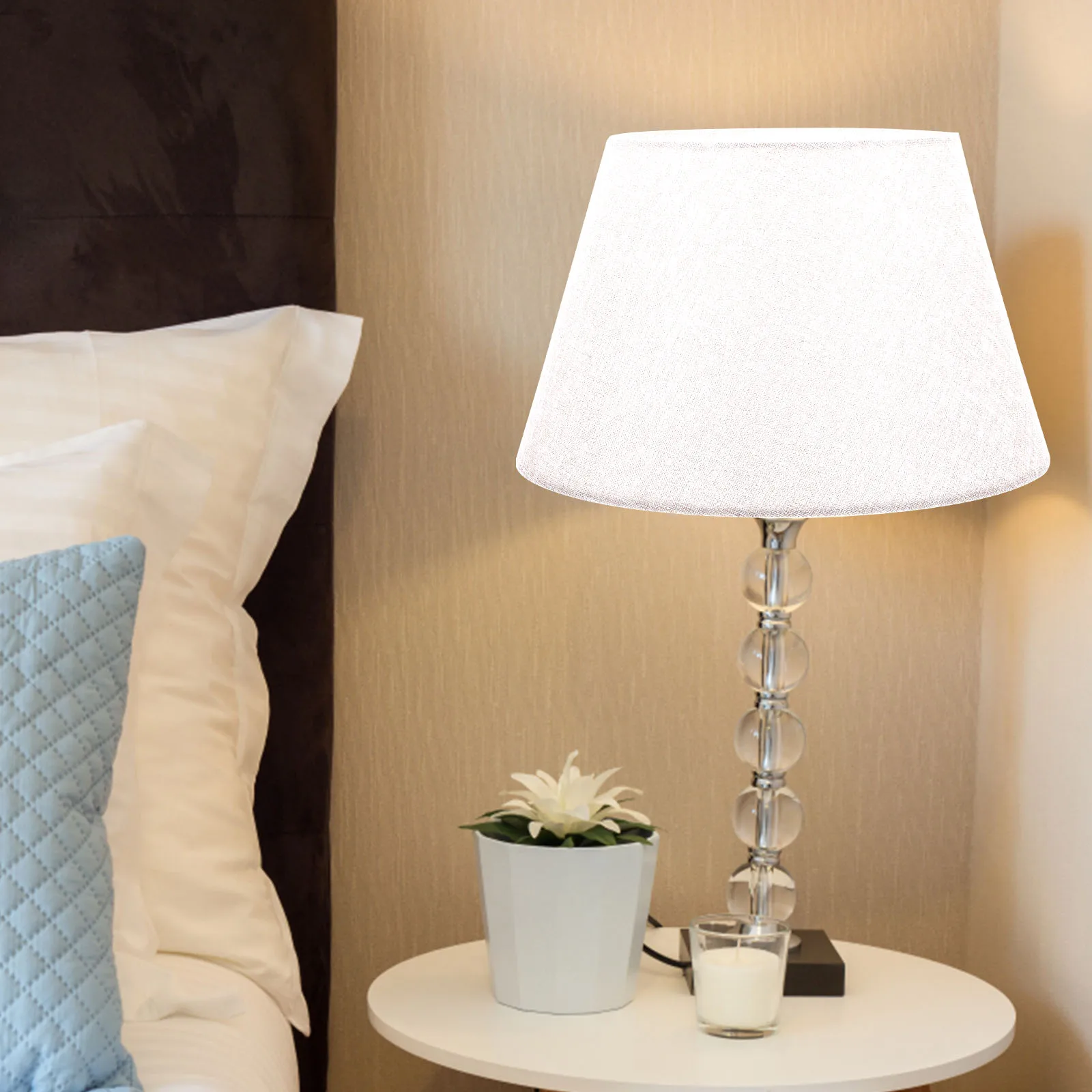 

Retro Fabric Lampshade 180x280x190H Beige Desk Lamp Cover Simple Creative Wall Light Shade for Bedroom Living Room