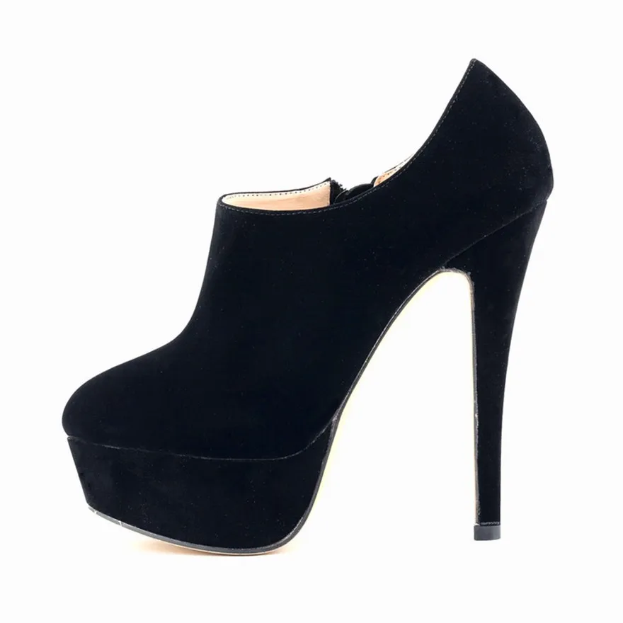 4cm Platform Thin Heels Fashion Ankle Boots 2025 New Autumn Side Zipper Women's Boots Concise Solid Flock Super High Heels Boots
