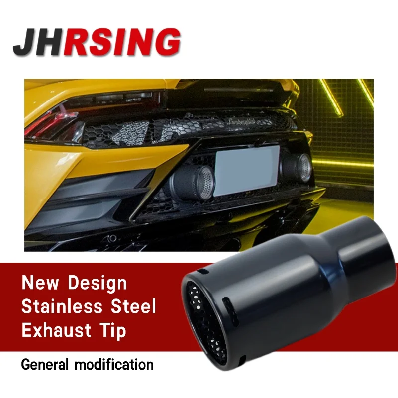 1PCS Universal Exhaust Tip glossy black Stainless Steel Muffler Pipe Tailpipe Modification car accessories Nozzle Modify