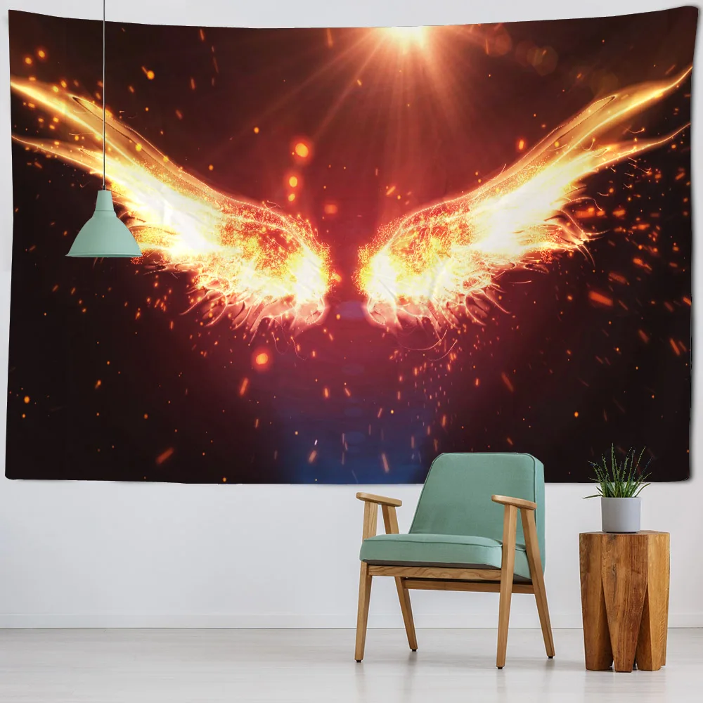 Black and white wings tapestry wall hanging psychedelic color cartoon room art wall decoration bohemian hippie home decoration