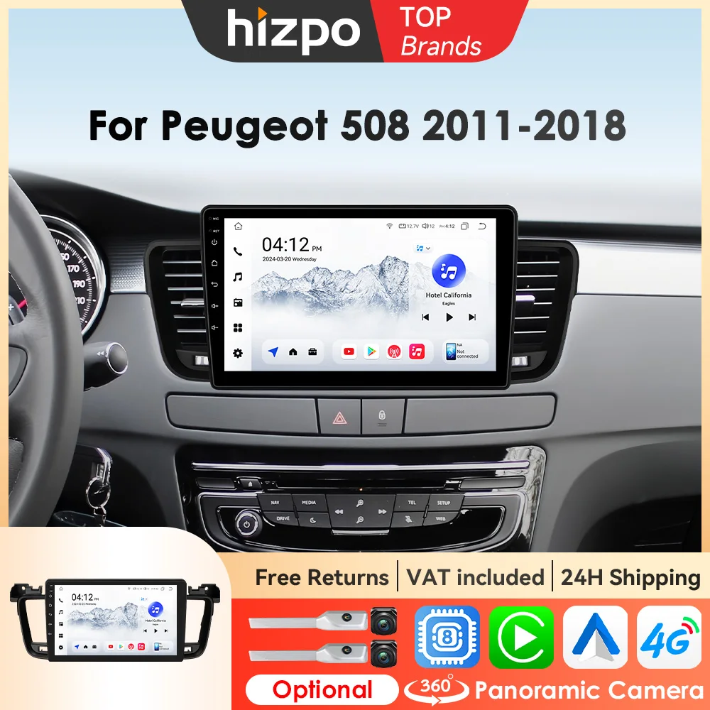 Hizpo Bluetooth Car Radios For Peugeot 508 508SW 2011 - 2018 CarPlay Monitor Android Auto Intelligent systems No 2 din 2din DVD