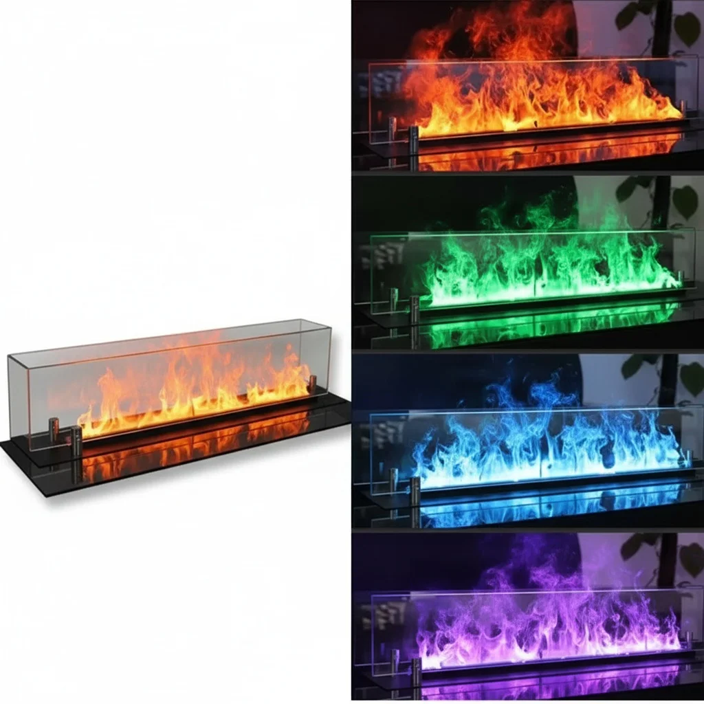 

Электрический камин с 3D-эффектом водяного пара, стальной камин с реалистичным паровым пламенем, цветной LED-камин с дистанционным управлением для дома