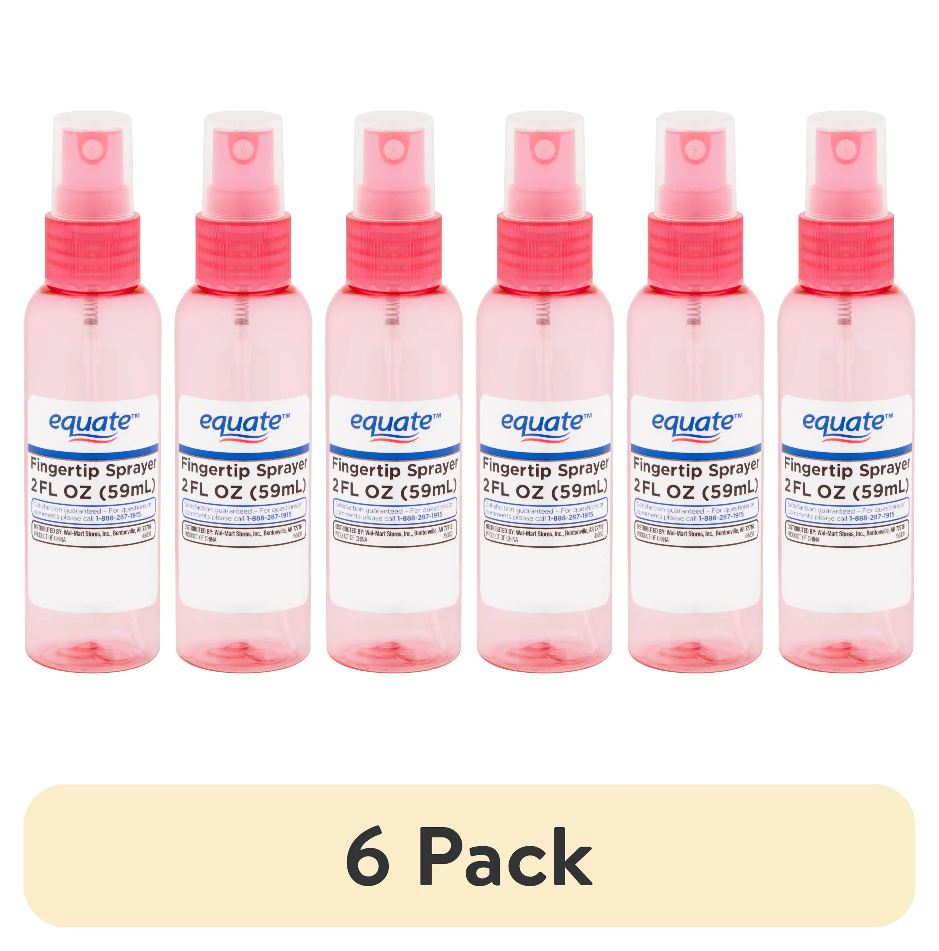 (6 pack) Equate Travel 2 fl oz Fingertip Plastic Sprayer