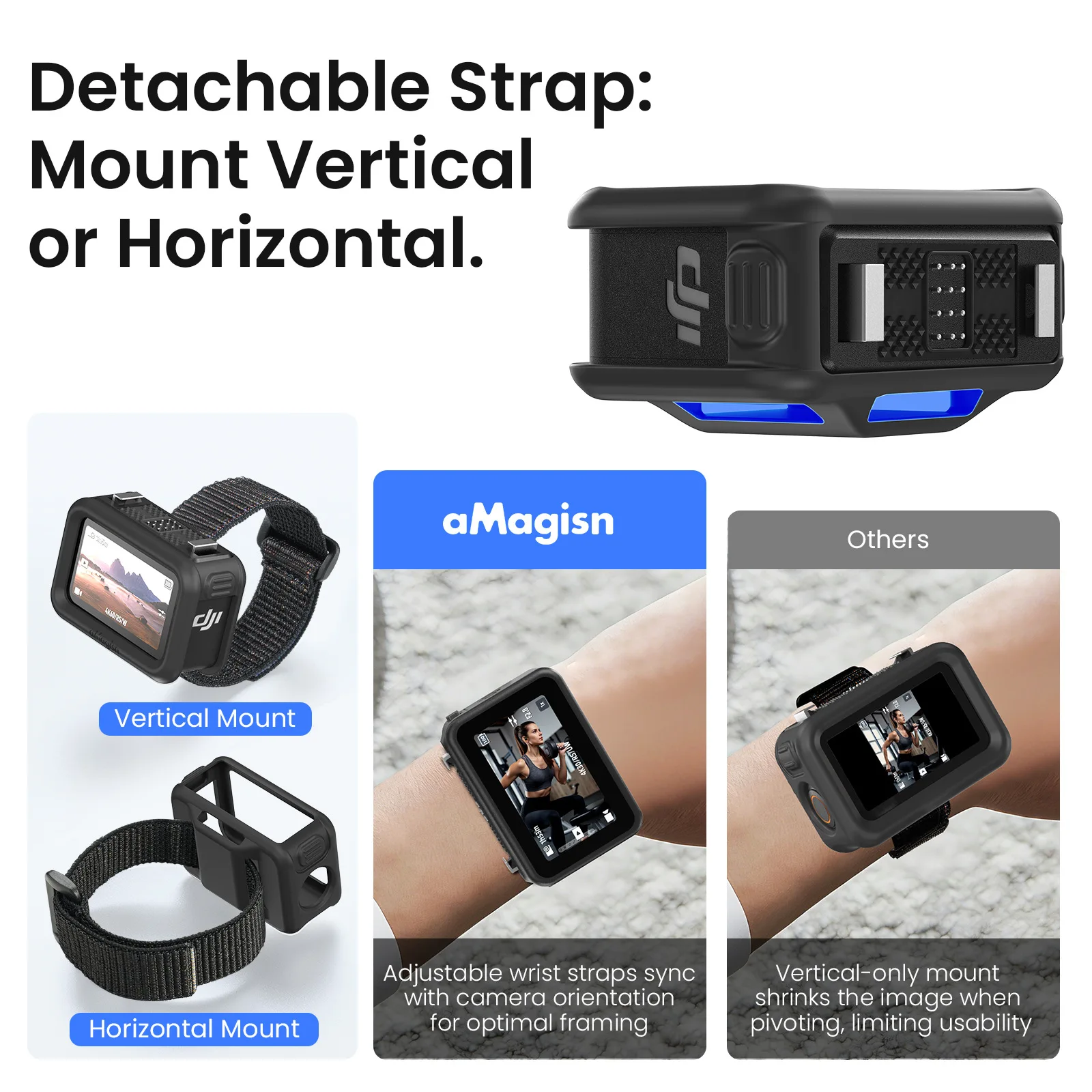 Opaska na nadgarstek aMagisn z silikonowym etui ochronnym, podwójne tryby mocowania do DJI Osmo Nano, wielofunkcyjne akcesorium Vision Dock — zdjęcie produktu 5