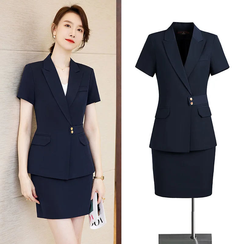 Navy Blue Suit Jacket for Women Spring and AutumnolCommuting Elegant Formal Suit Work Clothes High-End Goddess Temperament Busin