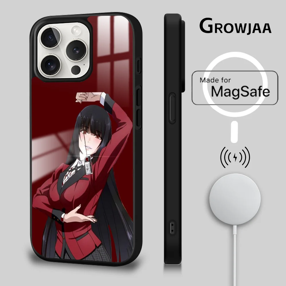 K-Kakegurui J-Jabami Yumeko Phone Case For iPhone 16 15 14 13 12 11 Pro Max Plus Mini Magsafe Mirror Wireless Magnetic Funda