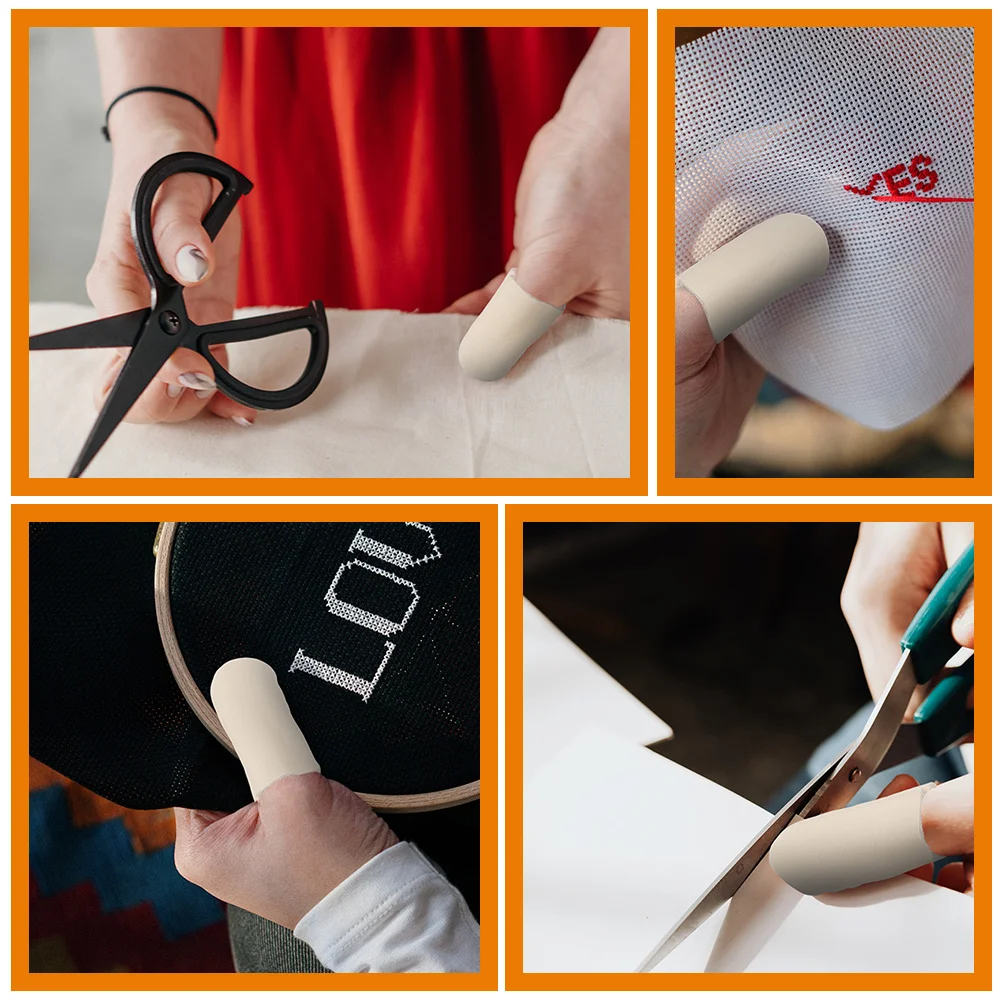 

8Pairs Finger Cots Sewing Thimble Durable Finger Protector for Hand Sewing Needle Felting Knitting Crochet Safety Cover