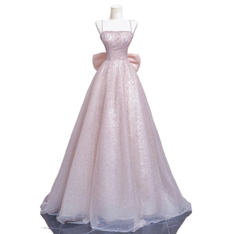 فستان سهرة للخطوبة بحزام للنساء 2025 نمط جديد متخصص الراقية البيانو الفن الصوتي امتحان الراقية الشعور المضيف #6