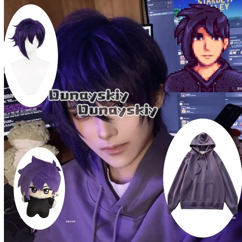 

Sebastian Cospaly Hoodie Casual Sweatshirts Spring Autumn Warm Fleece Hoody Wig Stardew Valley Cotton Pendants Doll Plush Toy