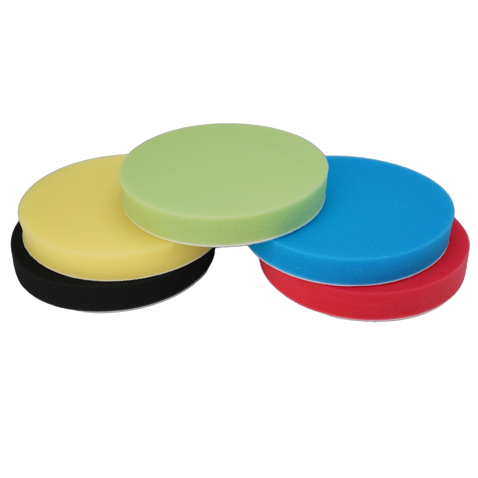Car Auto Round Flat Foam Polishing Pads Buffing Sponge Kit Detailing Detachable Adapter 5pcs Accessories 7 Inches
