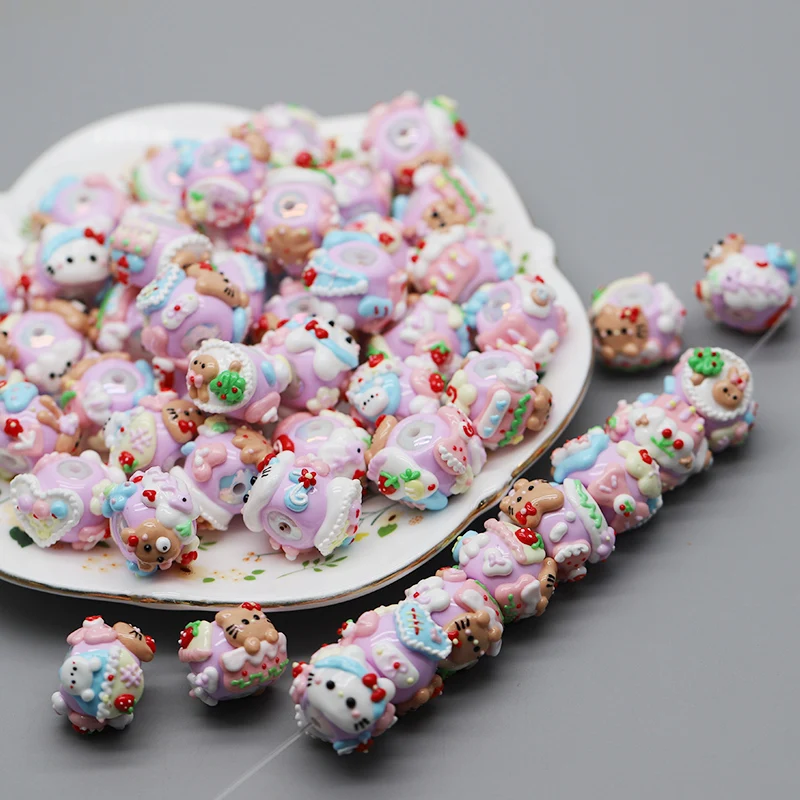 Neue Farbige Handgefertigte Acrylperlen für Schmuckherstellung Rosa Blumen-Stiftperlen DIY Perlen-Stift Schlüsselanhänger Handykette 3 Stück 18-25mm