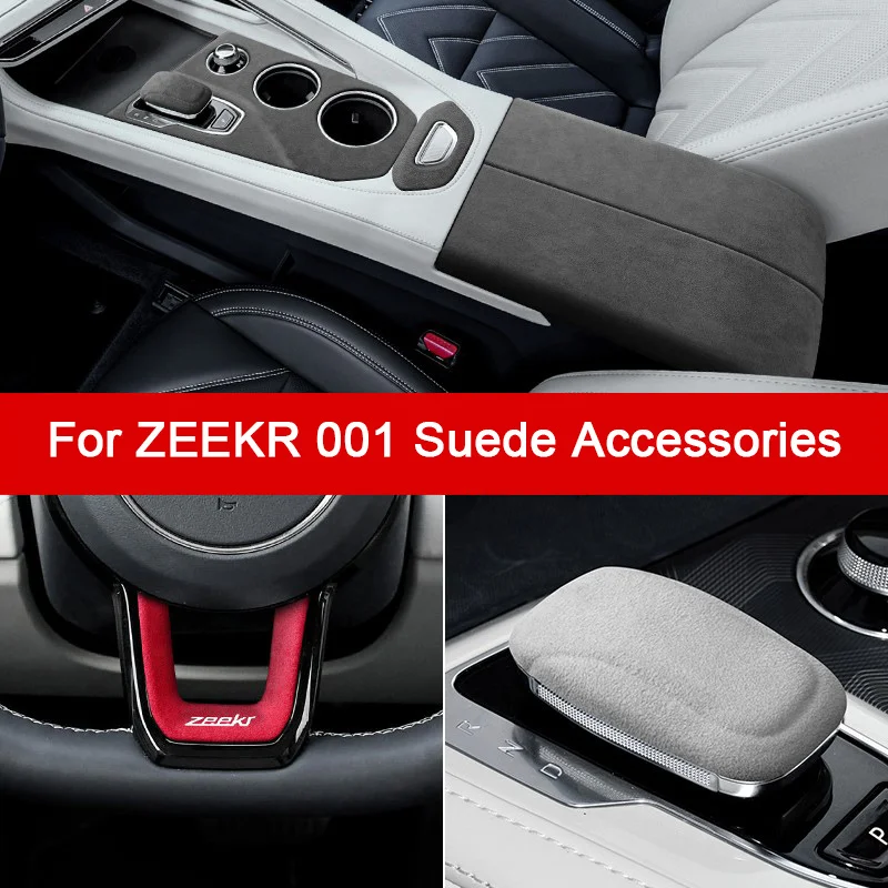 

Italian Suede Overlay Interior Cover for Zeekr 001 2021 2022 2023 Central Gearshift Panel, Gears Lever, Armrest, Steering Whell