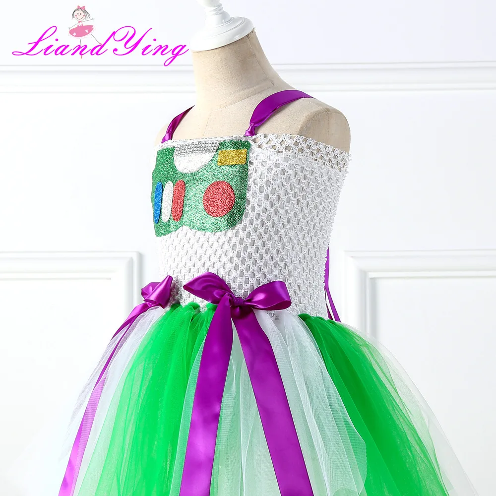 Toy Buzz Lightyear Costume for Girls Kids Christmas Halloween Tutu Dress With Cowboy Hat Scarf Birthday Party Fancy Dress view 6