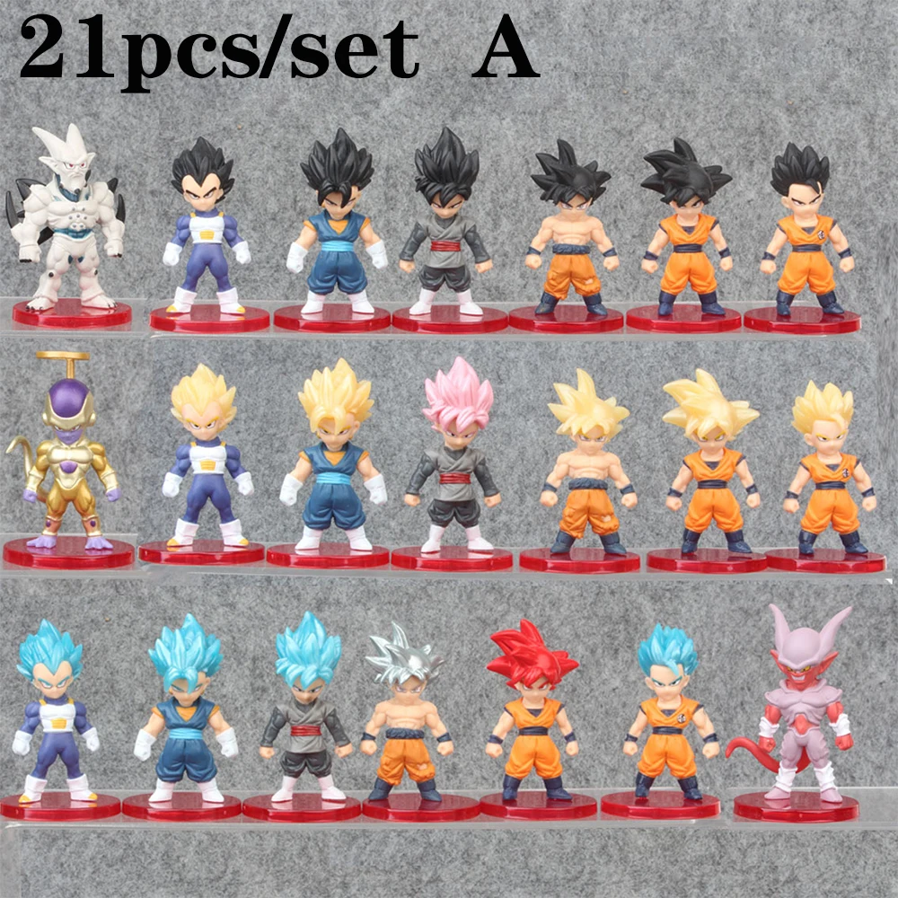 8-21PCS Dragon Ball Z Set Super Son Goku Vegeta Broly Buu Action Figure Anime Figurines Ultra Instinct Model Gifts Toys