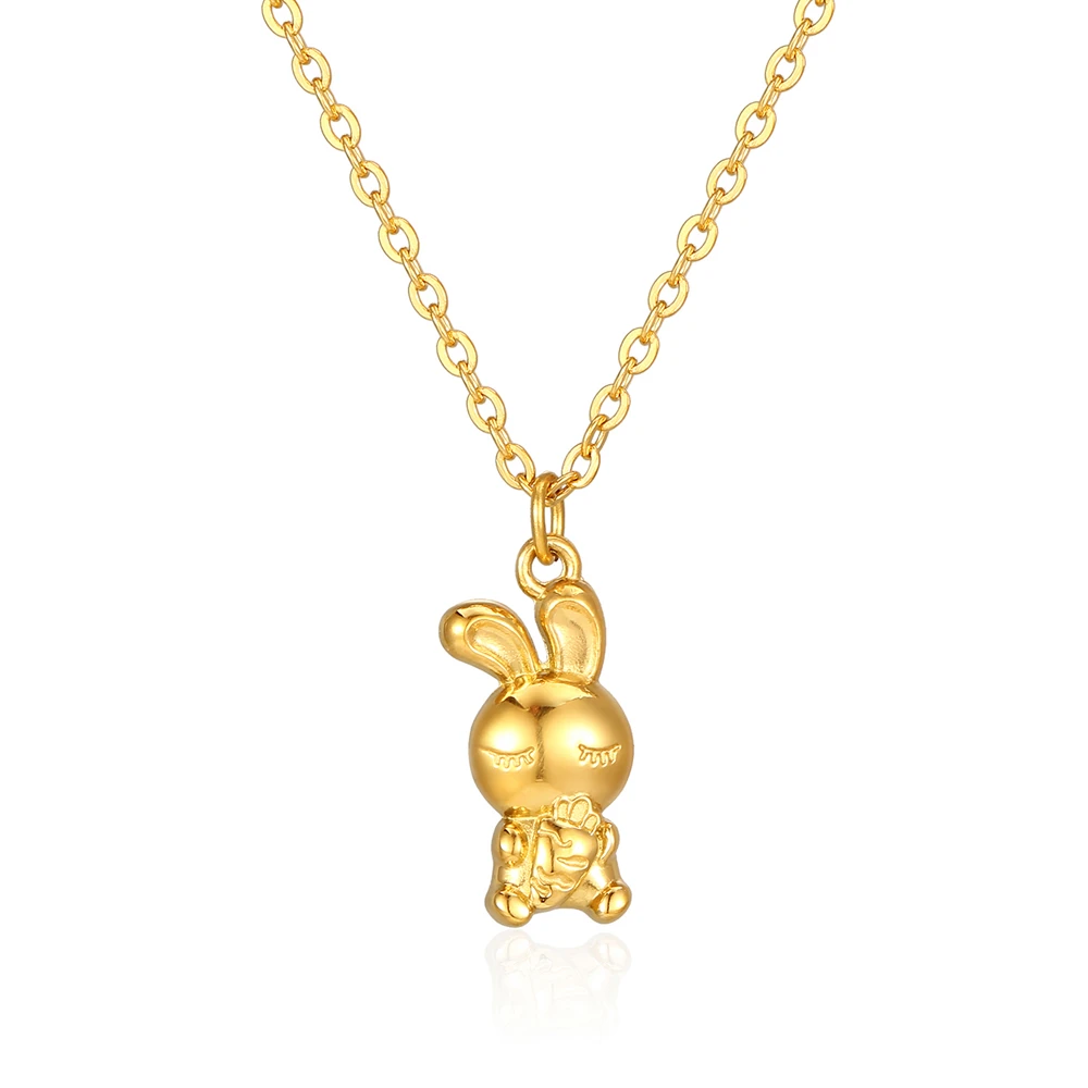 Stainless Steel Rabbit Radish Animal Delicate Pendant Necklace Jewelry Gift For Women