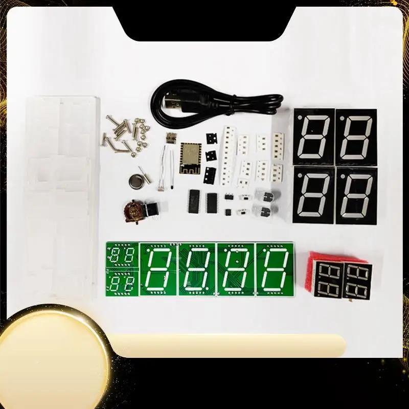

ESP8266 WIFI часы, как показано на рисунке печатная плата + электронные компоненты + акриловая сеть, цифровой дисплей синхронизации, красный, зеленый, часовой дисплей