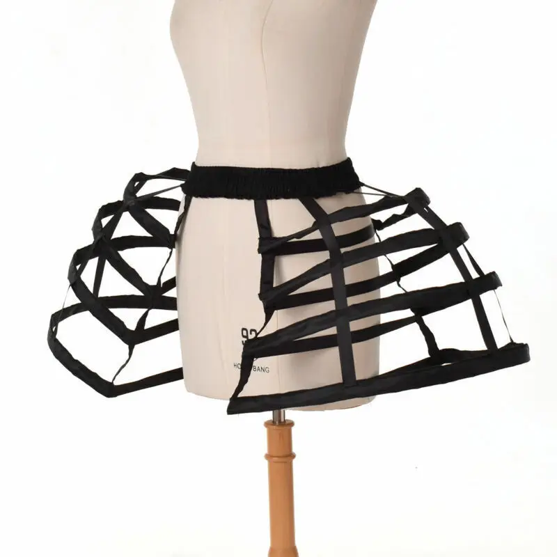 Women Pannier Double for Rococo Dress Crinoline Hoop Bustle Cage Underskirt