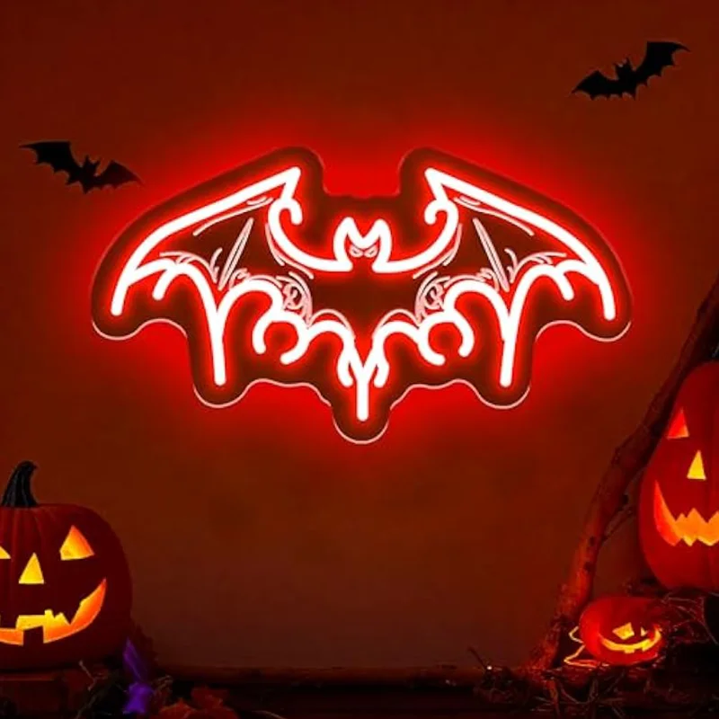Bat Neon Sign Victorian Gothic LED Lights Decor Spooky Halloween Room Accent Unique Gothic Home Decor Gift for Gothic Lovers