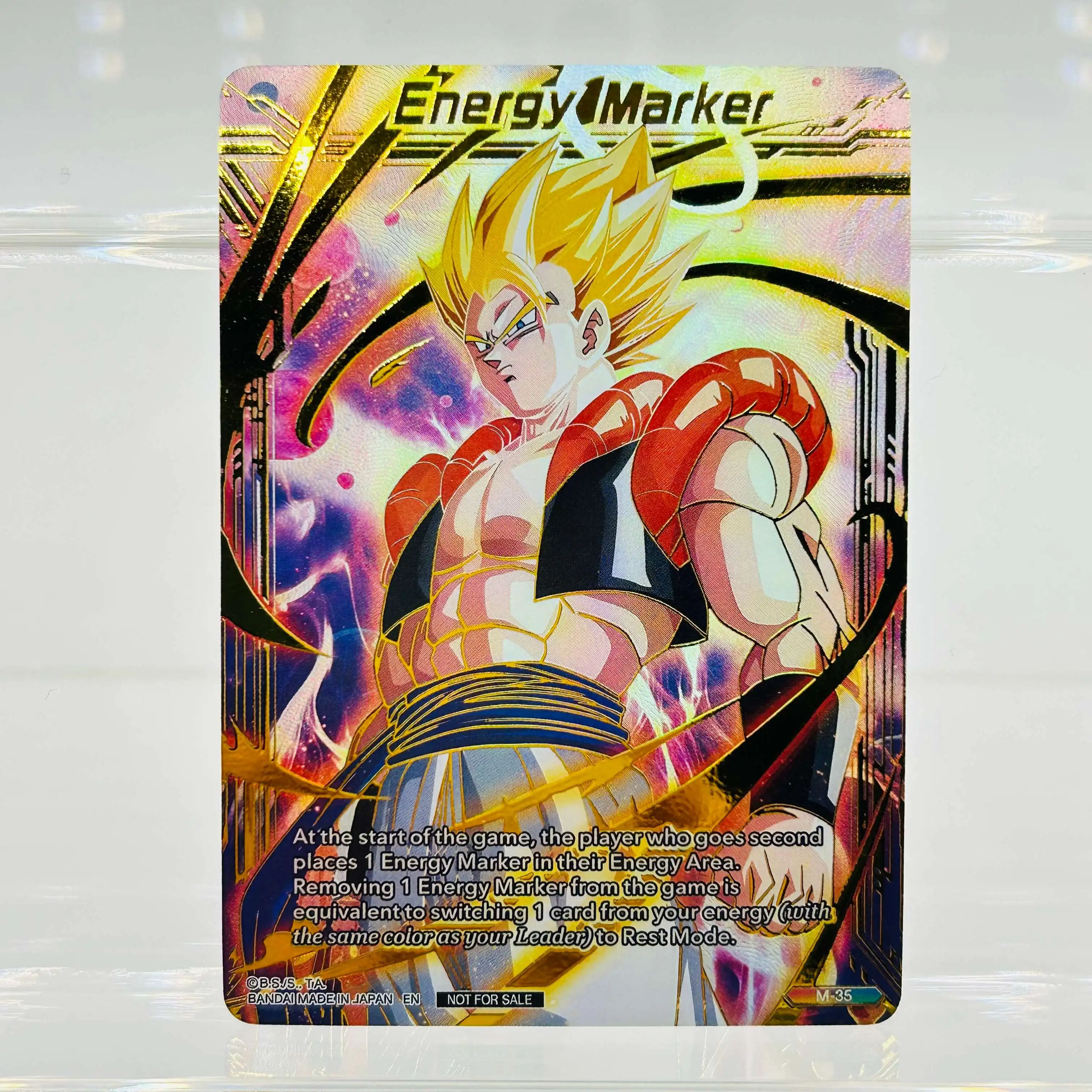 

Коллекционная карта Dragon Ball Super TCG M-35 Гогета, энергетический маркер, золотое фольгирование, текстура, 10 камней, идеальное состояние, DBZ, 2024 год