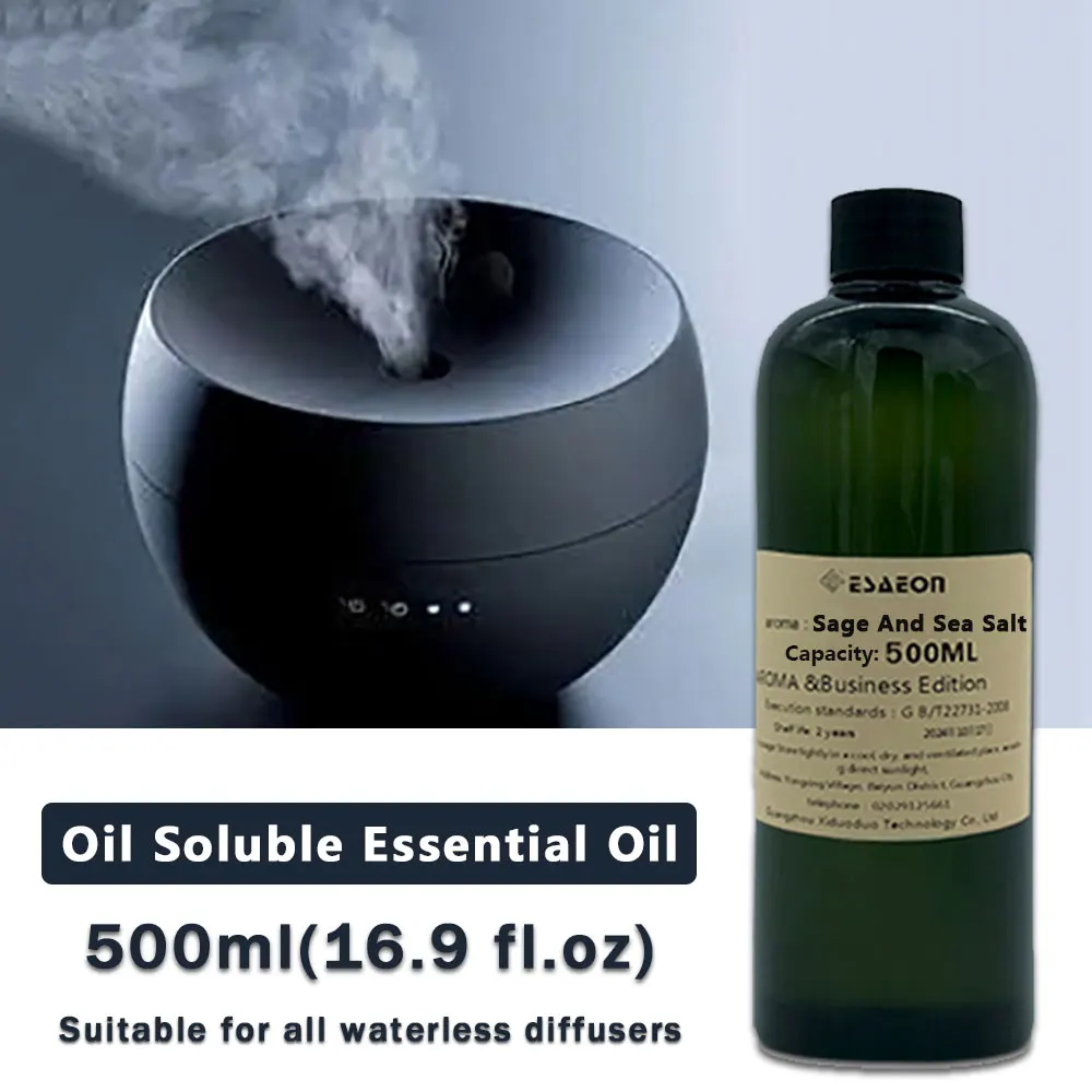 

ESAEON 500ml(16.9 fl.oz) Sage And Sea Salt/Sheraton Essential Oils, For All Waterless Diffusers, Aroma Machine,Reed Aromatherapy