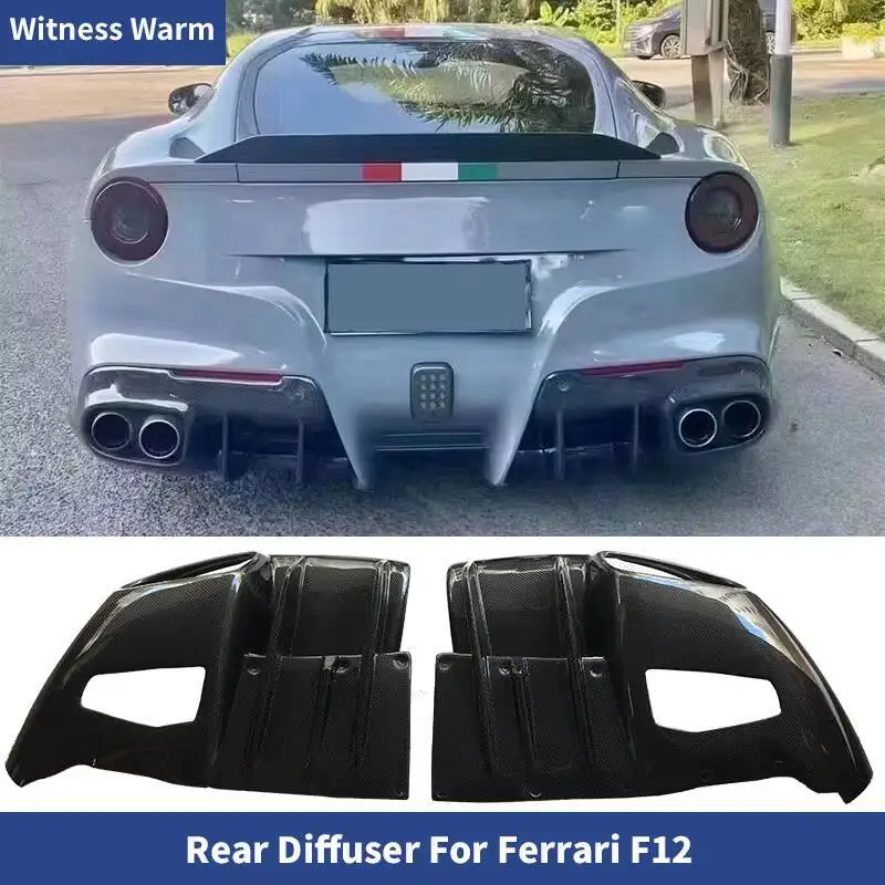 For Ferrari F12 2013-2015 Real Carbon Fiber Rear Diffuser Bumper Spoiler Lip Splitters High Quality Car Accessories