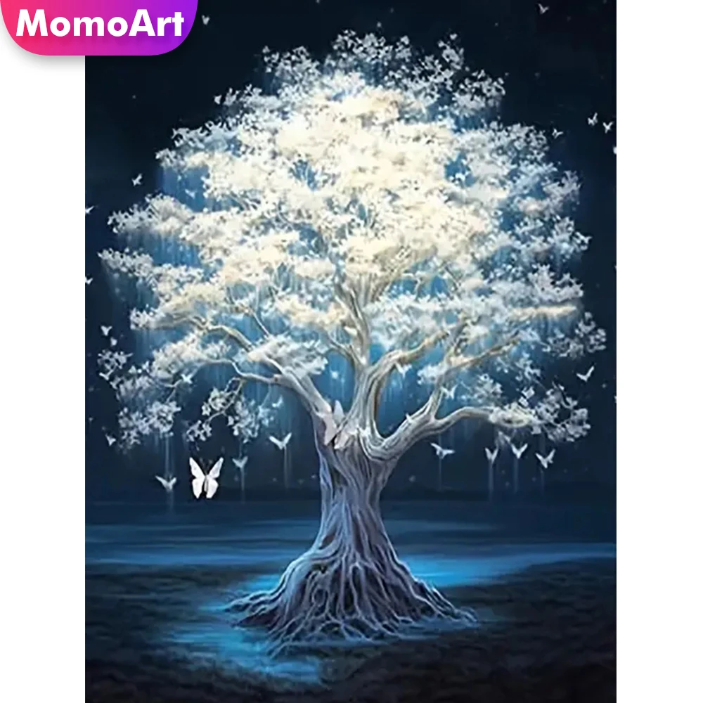 MomoArt 5D Diamond Painting Tree Embroidery Fantasy Landscape Cross Stitch Set Mosaic Picture Rhinestones Handmade Gift