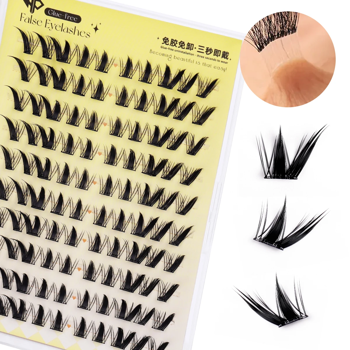 Kein Kleber, künstliche Wimpern, 9 Schwänze, Hasen-Stil – wiederverwendbare DIY-Manga-Wimpern, selbstklebendes, natürliches, flauschiges Volumen