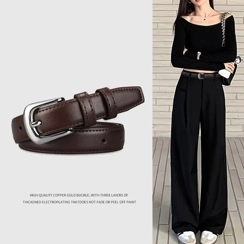 Belt Women's Retro Versatile Trendy Belt Summer New Instagram Style Small Crowd Waist Closing Jeans Belt Women 100cm
