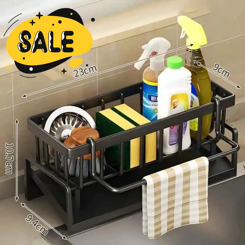 Compacte kruidenplank op een kraan – Gootsteenorganizer met afvoerrek – Ruimtebesparende keukenopslag voor keukengerei/accessoires