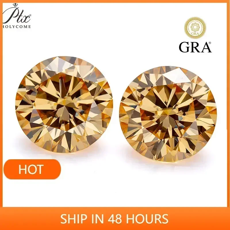 

[ Full Sizes ] Ptx Top Wholesale Prices 0.1ct-6ct Round Champagne Moissanite Loose Stone VVS1 Excellent Cut Gemstones with GRA