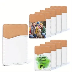 5 Pack DIY Customizable PU Leather Phone Card Wallet - Stick-On Back Pouch For Phone, Vinyl-Compatible Sublimation Blanks