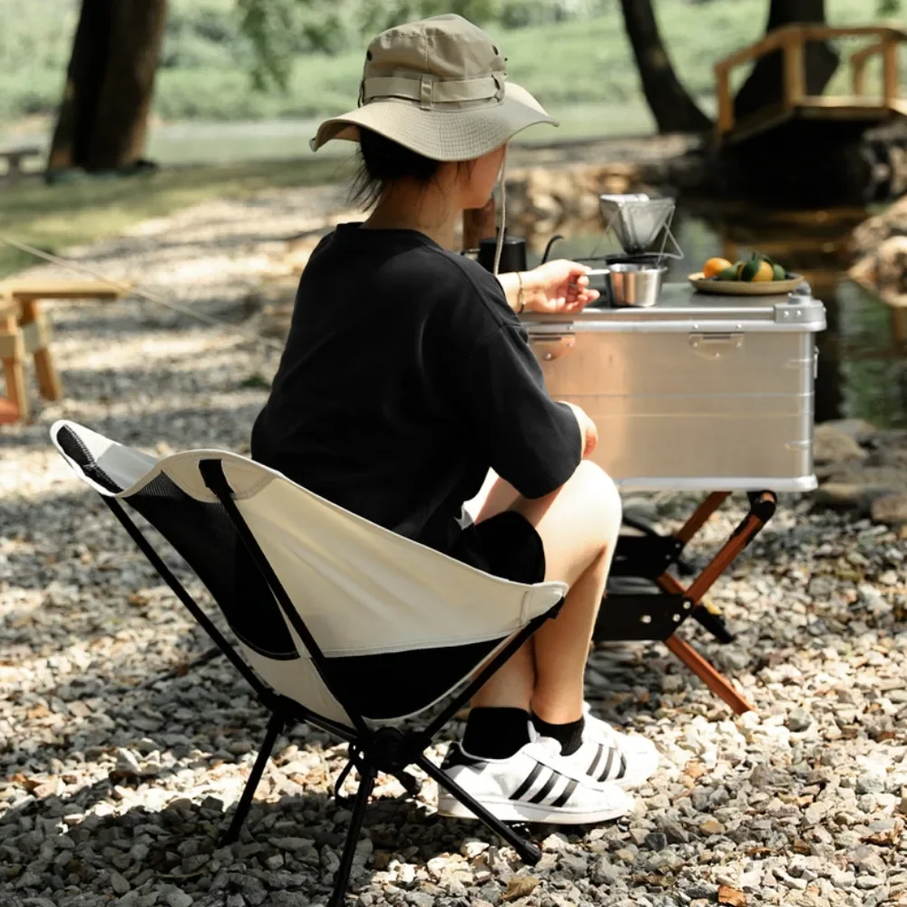 Beach Picnic Moon Chair Foldable Camping Chairs Travel Folding Chairs Travel Folding Chair Ultralight Folding Outdoor Chair image 5