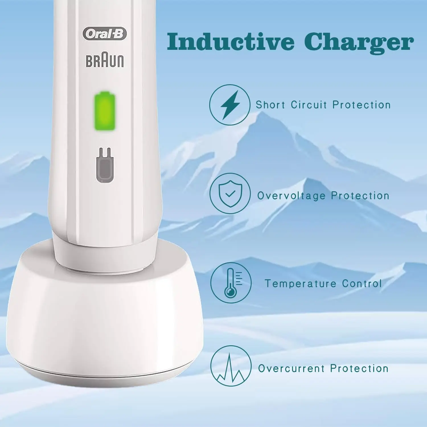 Brangdy USB Charger Fit for Oral B Electric Toothbrush Series 3 4 5 6 Pro 1000 3000 5000 Waterproof Inductive Charging Base