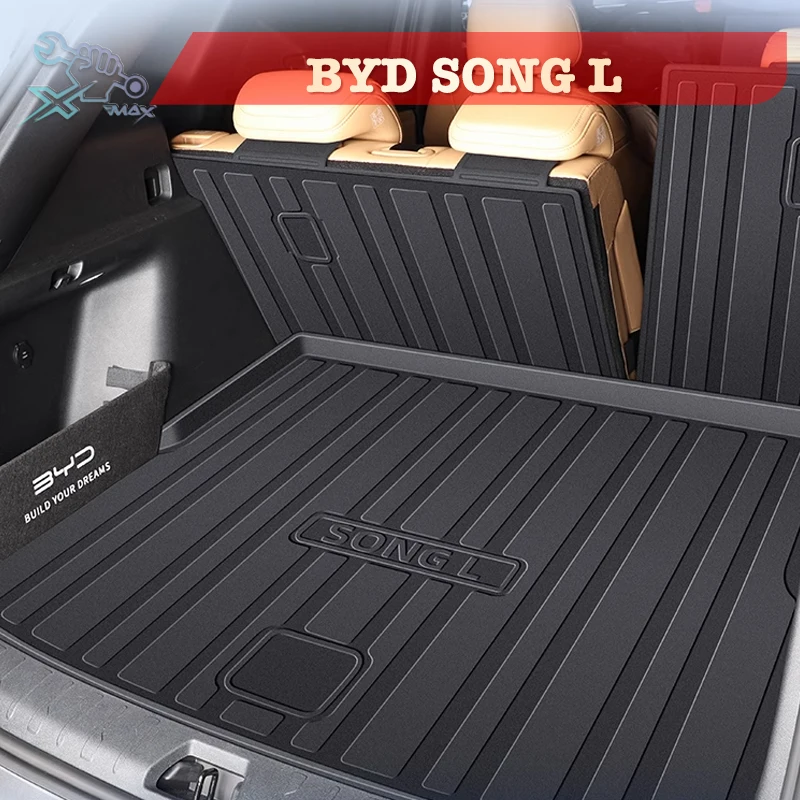 

For BYD SONG L DM-i 2024 With Audio At Right Side TPE Custom Fit Car Trunk Mat All Season Black Cargo Mat 3D Shaped Trunk Liners