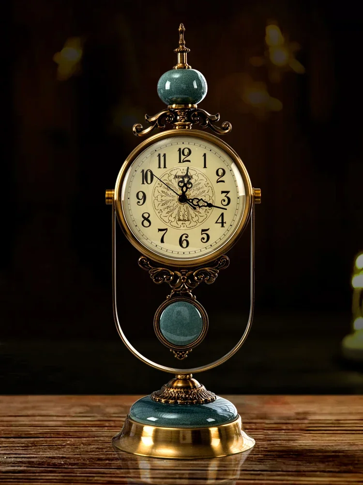 

American table pendulum desktop light desk clock living room desktop clock decoration sitting clock home ornaments retro