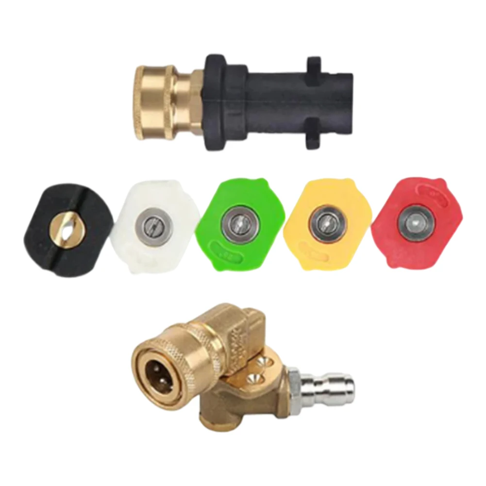 High Pressure Cleaner Swivel With 5 Nozzles And Adapters For Cleaning Tasks Quick Adapter Car Washing Nozzle