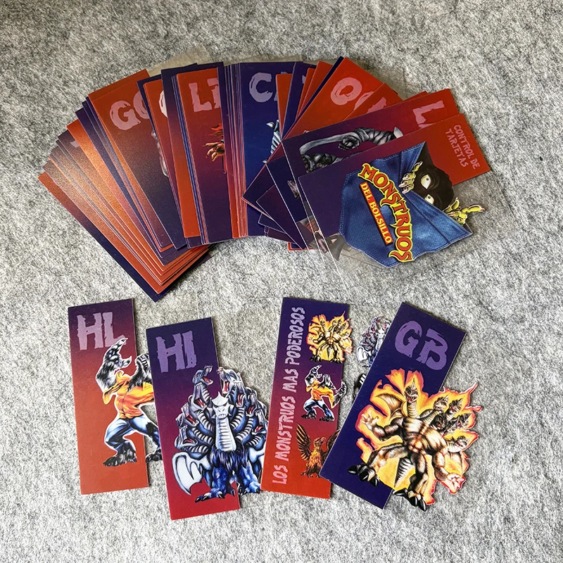 50 Tarjetas Transparentes Coleccionables de Monstruos de Bolsillo Sonics - Set Completo - Lote de Tazos de Colección de la Infancia