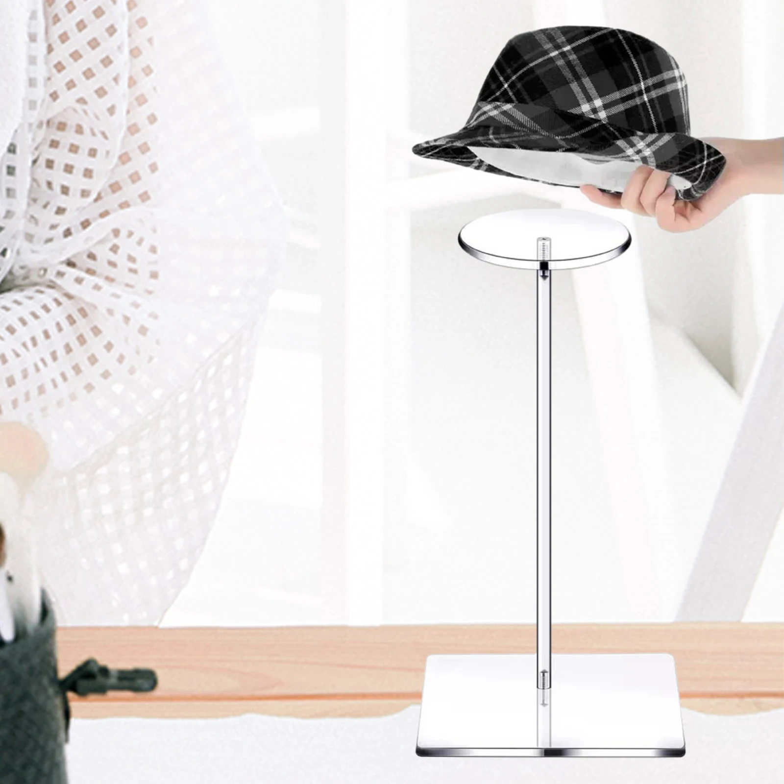 Acrylic Hat Stand Hat Display Rack Clear Wig Stand Freestanding Baseball Hat Rack for Jewelry Various Hats Wig Cowboy Hat Market