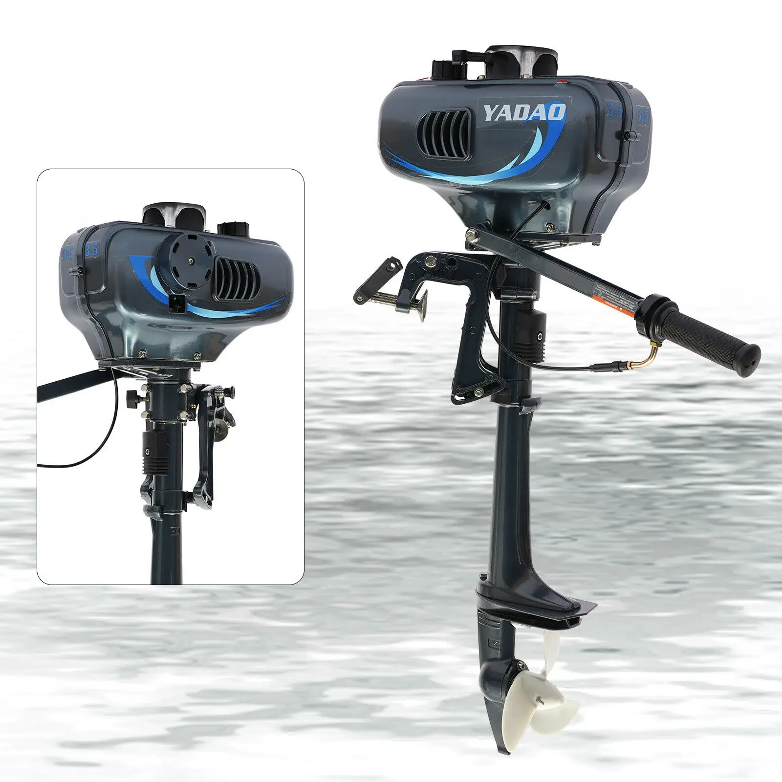 

Hangkai 3.5HP Boat Outboard Motor Short Shaft, 2 Stroke Inflatable Gasolina Boat Outboard Engine,Water Cooling System