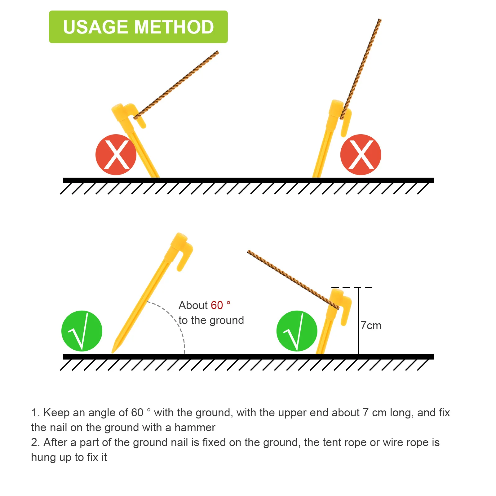 

50pcs Windproof Durable Plastic Plastic Tent Fixing Nails Nails For Outdoor Camping Ground Fixing Tent Pegs Accessories