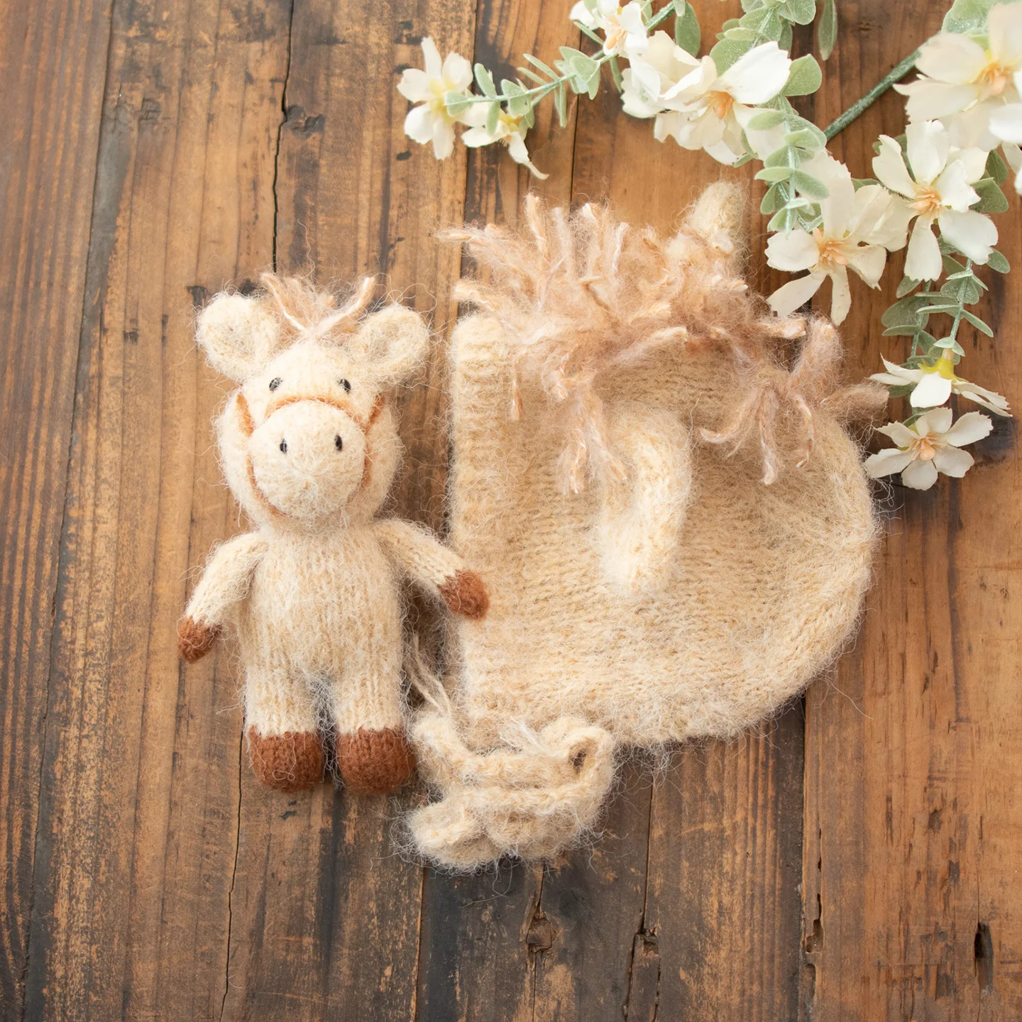 Реквизит для фотосъемки новорожденных, милая вязаная шапка ручной работы с куклой, комплект из 2 предметов, аксессуары для фотодекора для студийной фотосессии