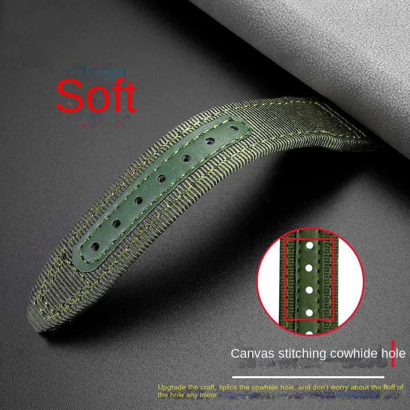 Para iwc pulseira de náilon grande piloto pequeno príncipe mark 18 portugal náilon lona couro masculino pulseira relógio 20 21 22mm pulseira verde