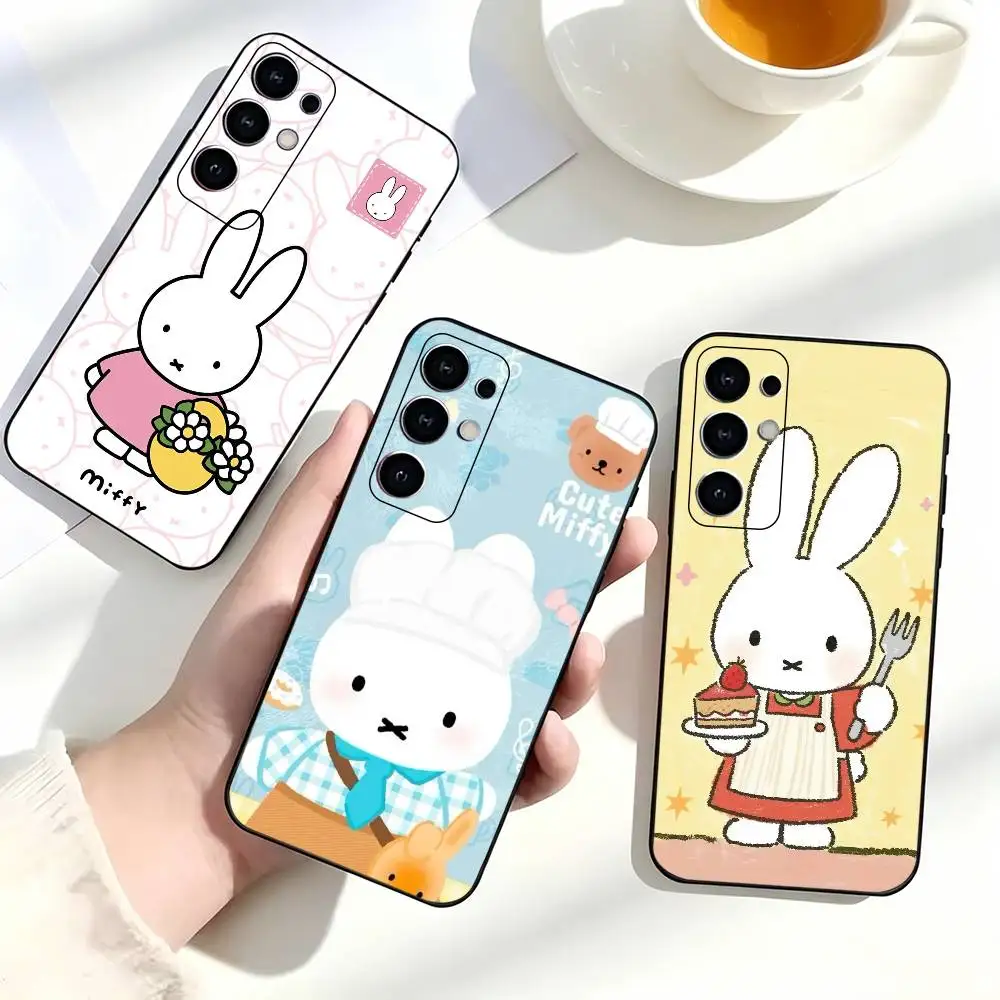 Cute MiffyS Rabbit Cartoon Phone Case For Samsung S25,S24,S21,S22,S23,S30,Ultra,S20,Plus,Fe,Lite,Note,10,Black Cover