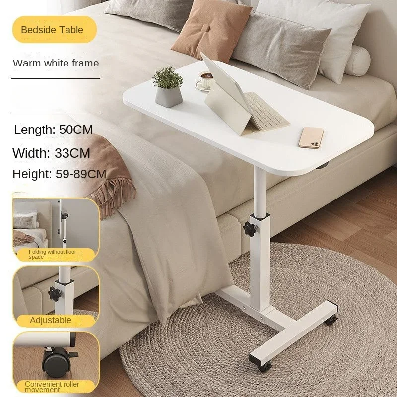 Rotatable Bedside Table Lift-up Mobile Adjustable Lifting and Folding Computer Table Sofa Side Table